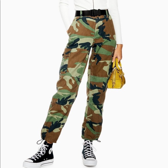 Topshop Cargo Camo Pants Size 2 - Picture 1 of 11